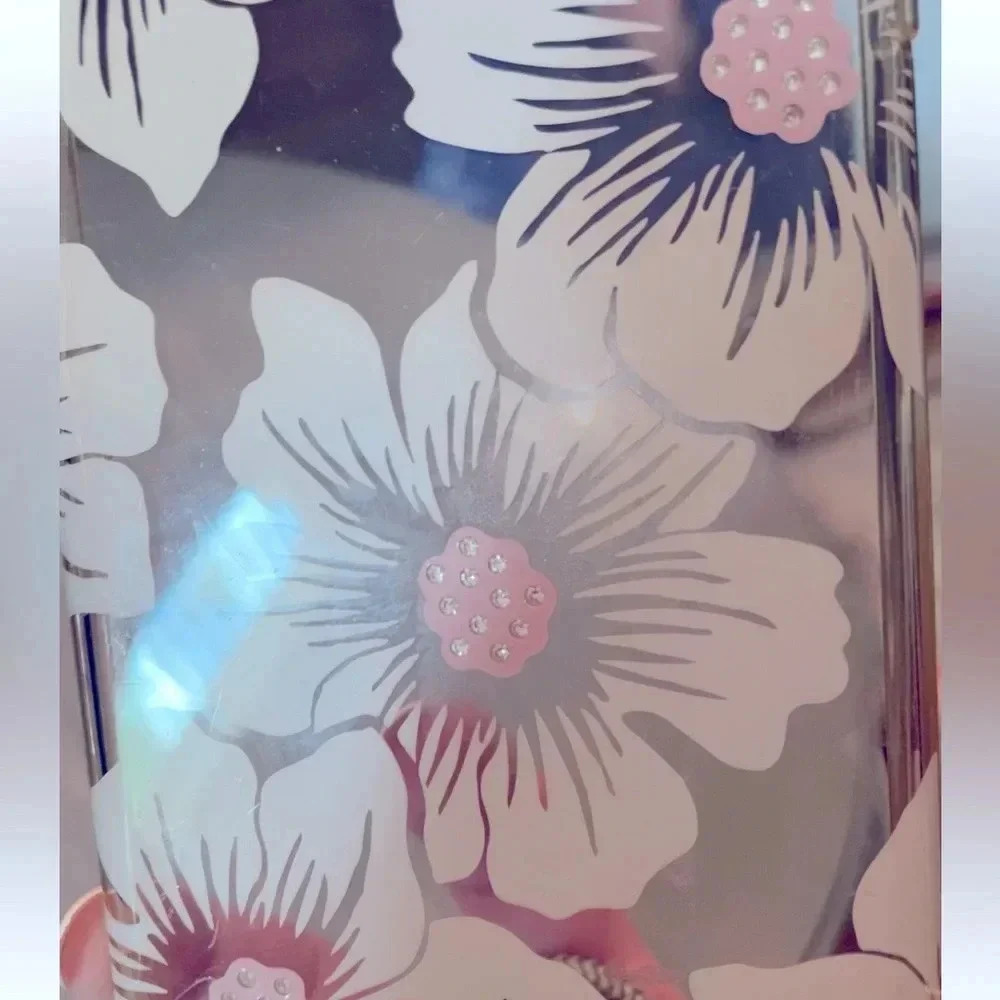 Kate Spade Phone Case for 6-8 Floral -Hollyhock Cream/Blush/Crystal Gems/Clear